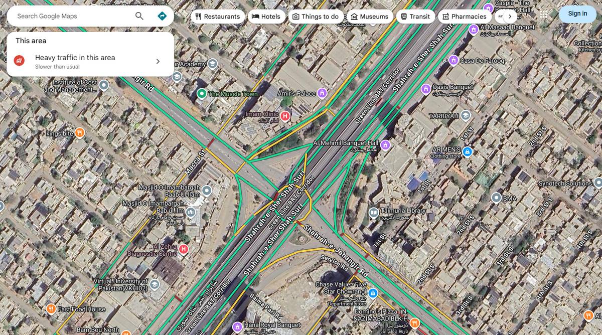 Traffic at Shahrah-e-Jahangir Rd, North Nazimabad Town, Imam Clinic